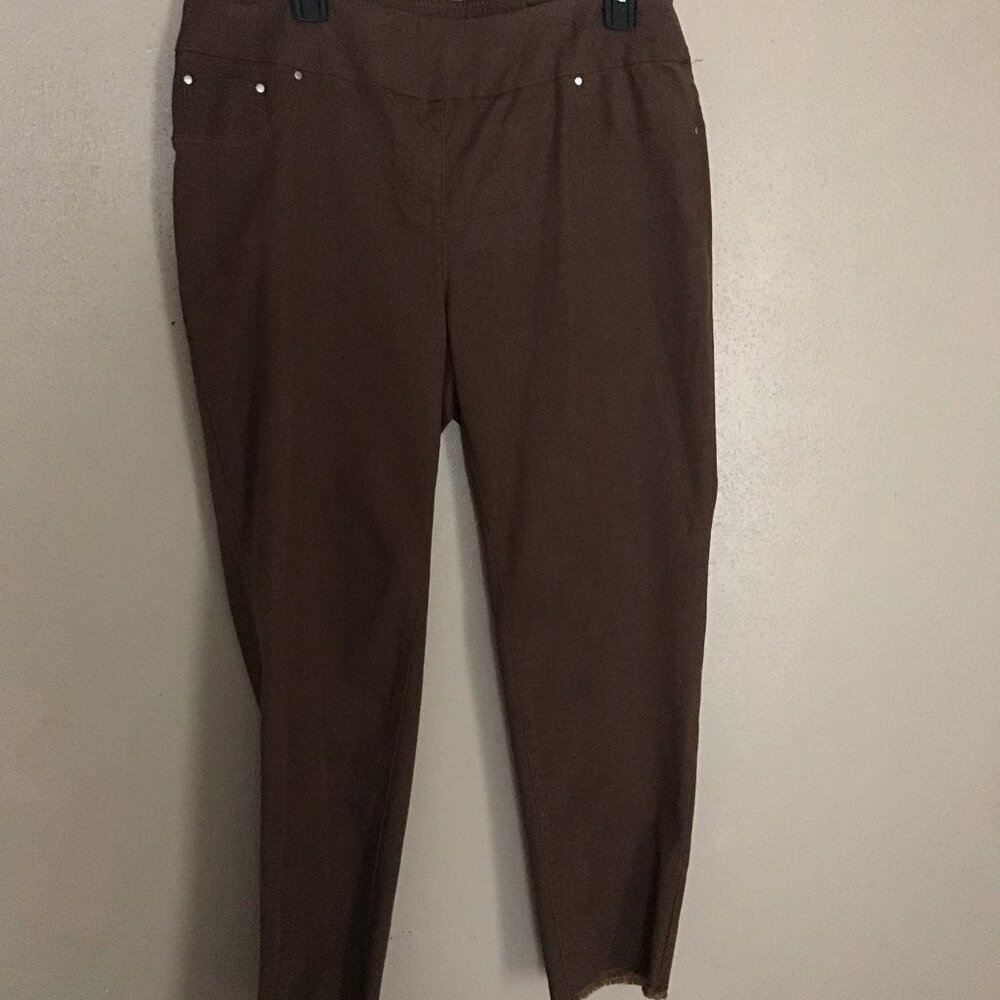 Ruby Rd. Brown Slim Straight Pants